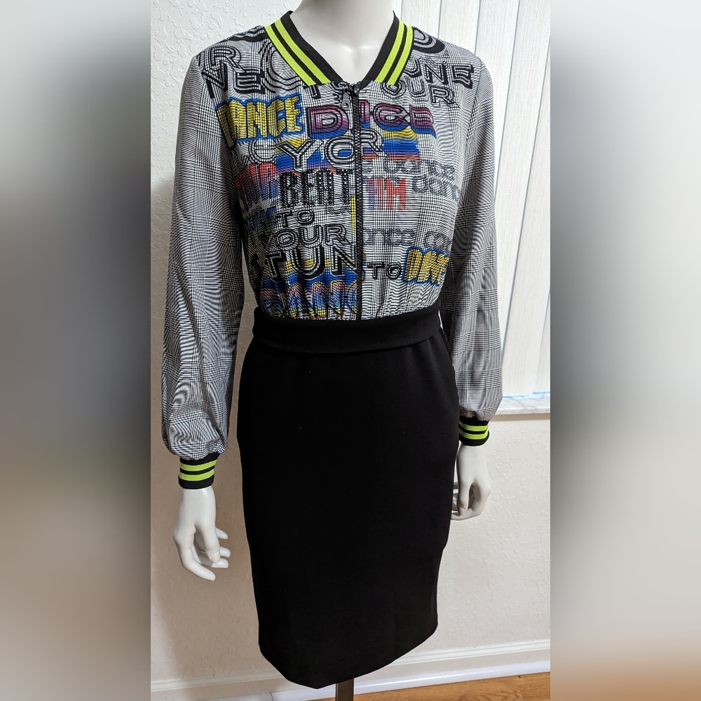 Dress grey pinstripe top black bottom